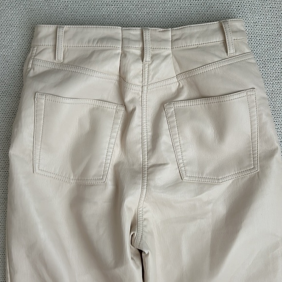 Aritzia Wilfred Cream Leather Straight Leg Pants Size 8 - Picture 8 of 8
